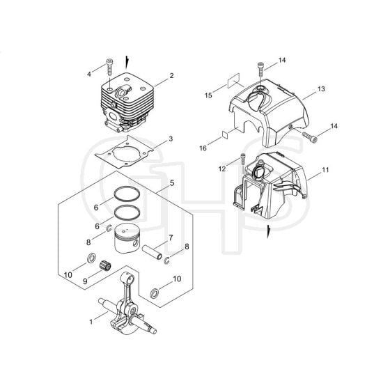 Echo - BCLS-520ES Cylinder, Piston, Crankshaft