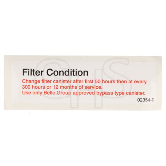 Genuine Belle Filter Condition Decal - 02354