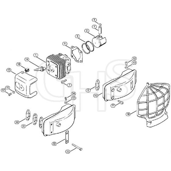 Genuine Stihl BG17 / B - Cylinder, Piston