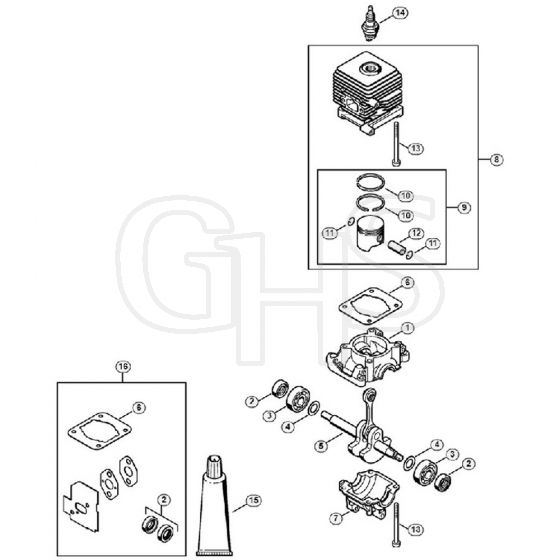 Genuine Stihl BG45 / A - Crankcase, Cylinder