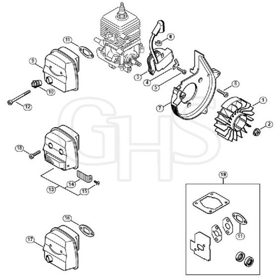 Genuine Stihl BG45 / B - Ignition system, Muffler BG 45 | GHS