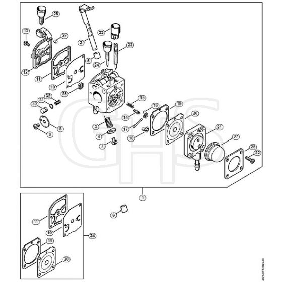 Genuine Stihl BG45 / F - Carburetor C1Q-S112