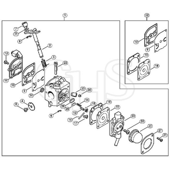 Genuine Stihl BG45 / H - Carburetor C1Q-S48 BG 45 (04.2001)