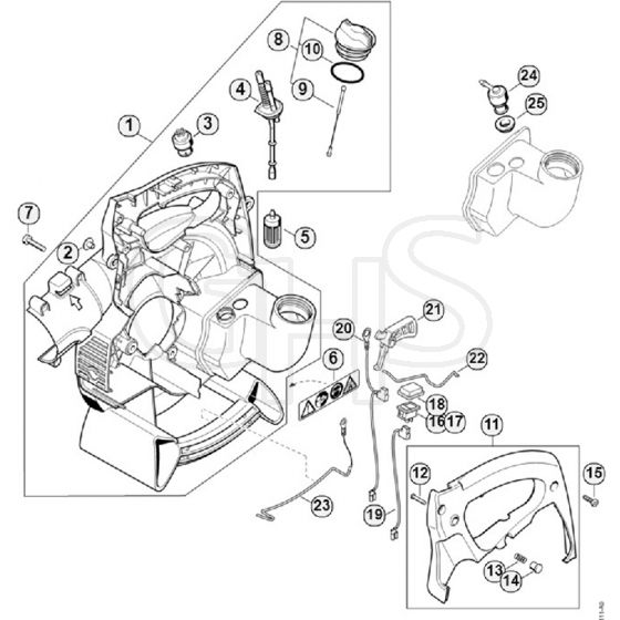 Genuine Stihl BG45 / K - Fan housing, inside