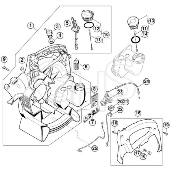 Genuine Stihl BG45 / M - Fan housing, inside (04.2001), (45.2001), (18.2002)