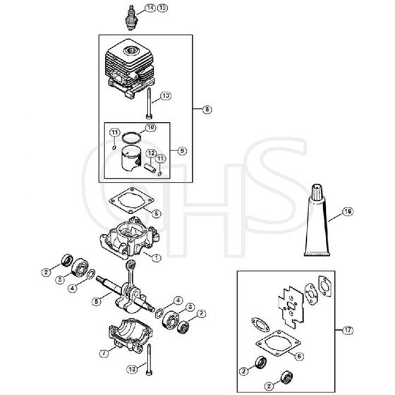 Genuine Stihl BG50 / A - Crankcase, Cylinder