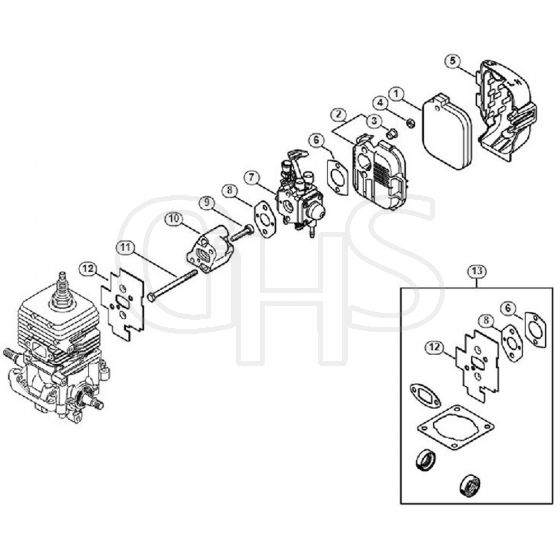 Genuine Stihl BG50 / C - Carburetor, Air filter