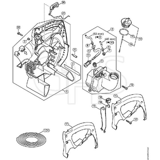 Genuine Stihl BG50 / G - Fan housing, inside