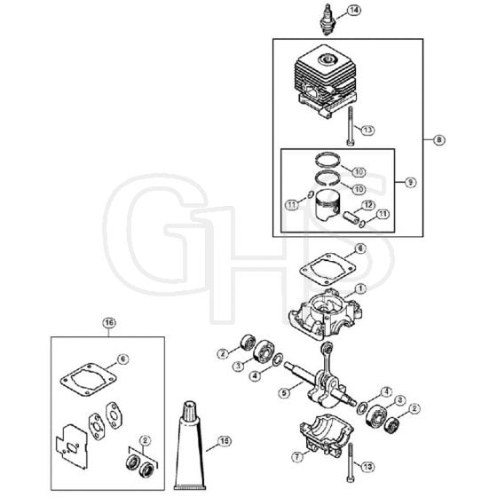 Genuine Stihl BG55 / A - Crankcase, Cylinder