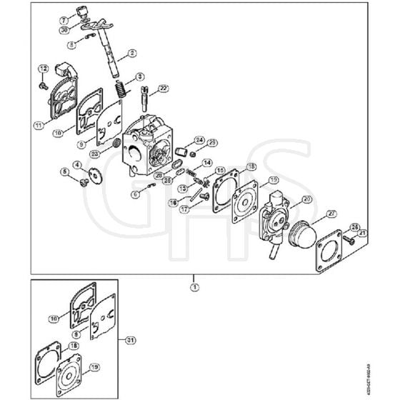 Genuine Stihl BG55 / H - Carburetor C1Q-S55