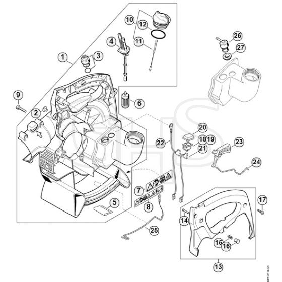 Genuine Stihl BG55 / L - Fan housing, inside