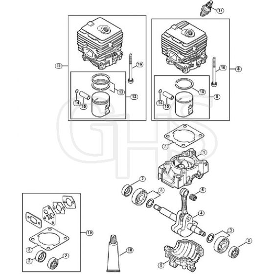 Genuine Stihl BG56 C-E / A - Crankcase, Cylinder