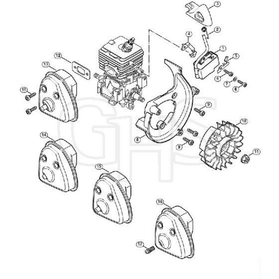 Genuine Stihl BG56 C-E / B - Ignition System, Muffler