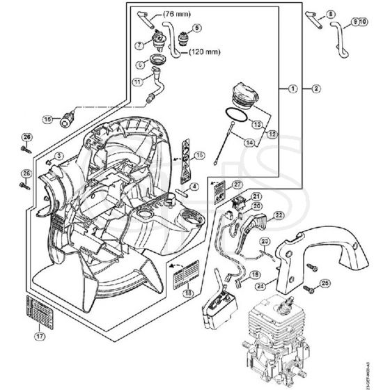 Genuine Stihl BG56 C-E / K - Fan housing, inside