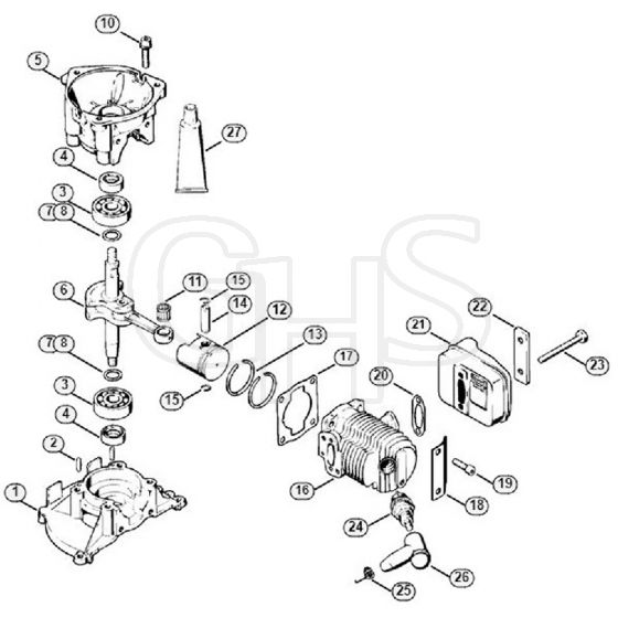 Genuine Stihl BG60 / A - Crankcase, Cylinder, Muffler