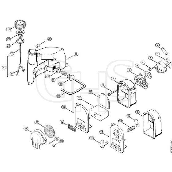 Genuine Stihl BG60 / C - Filter housing, Fuel tank