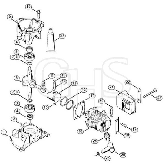 Genuine Stihl BG61 / A - Crankcase, Cylinder, Muffler