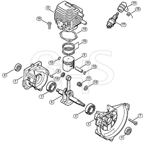 Genuine Stihl BG72 / A - Crankcase, Cylinder