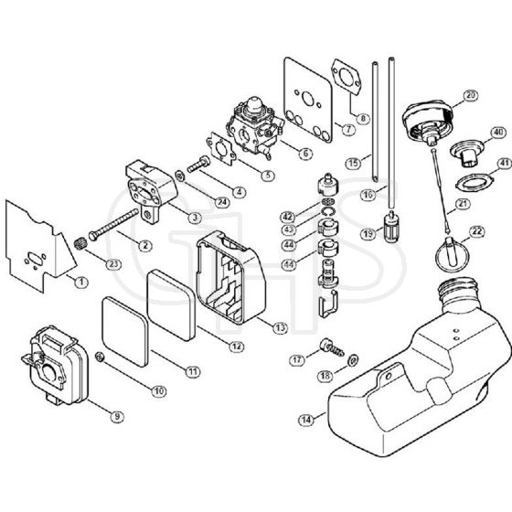 Genuine Stihl BG72 / C - Air filter, Fuel tank