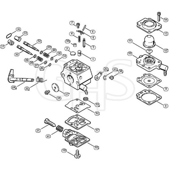 Genuine Stihl BG72 / E - Carburetor WT-330 California