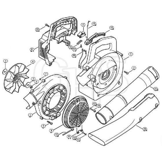 Genuine Stihl BG72 / F - Fan housing