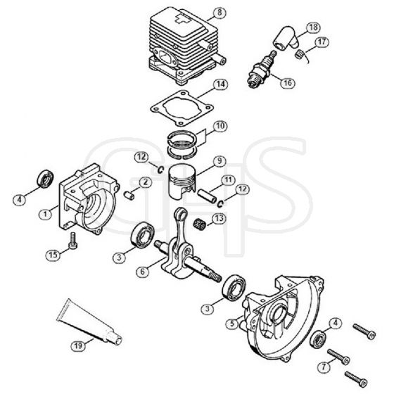 Genuine Stihl BG75 / A - Crankcase, Cylinder