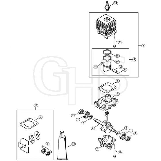 Genuine Stihl BG85 / A - Crankcase, Cylinder