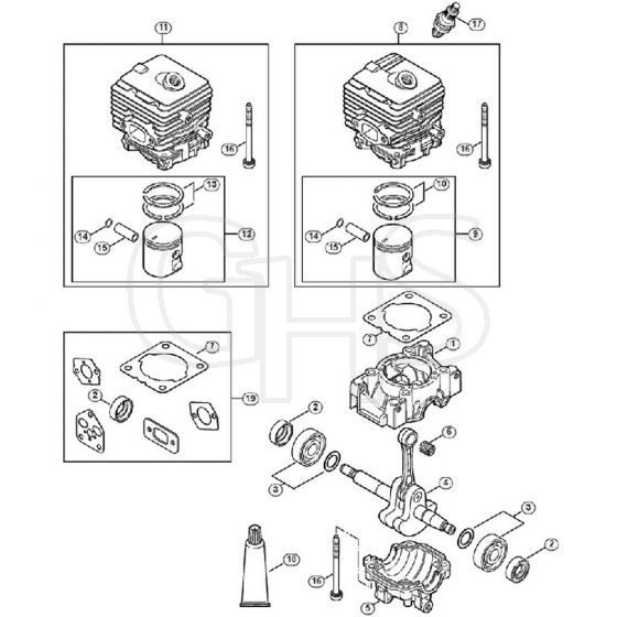 Genuine Stihl BG86 C-E / A - Crankcase, Cylinder