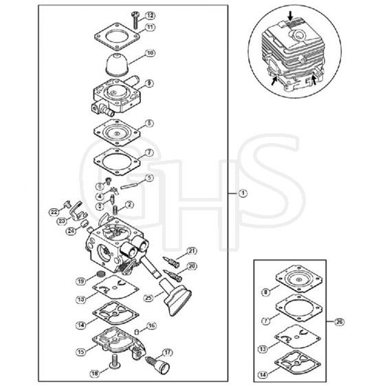 Genuine Stihl BG86 / L - Carburetor 4241/23