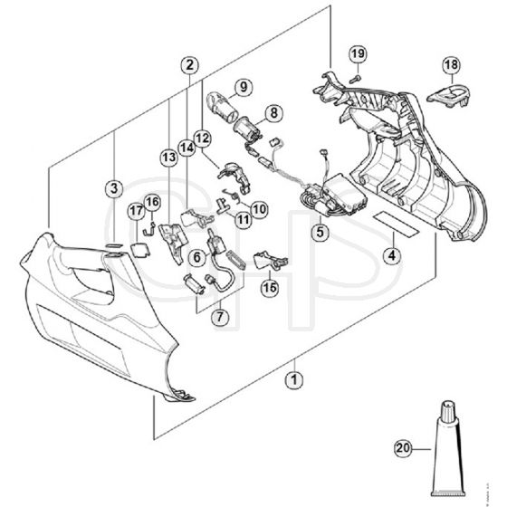 Genuine Stihl BGA100 / B - Handle housing, Electronic module