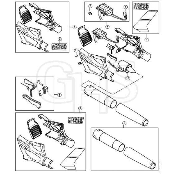 Genuine Stihl BGA45 / A - Handle housing, Battery, Blower