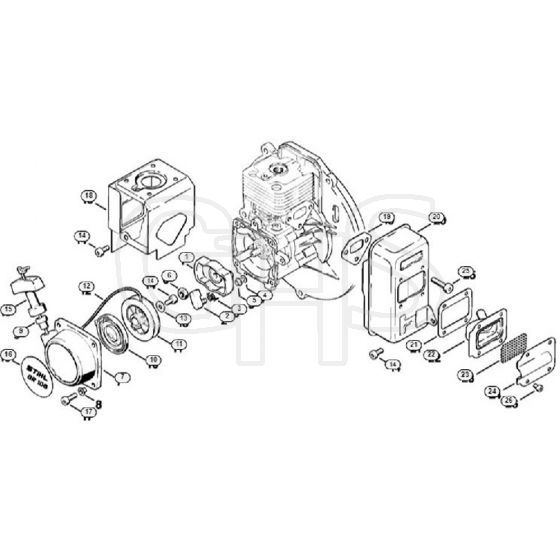 Genuine Stihl BR106 / B - Rewind starter, Muffler