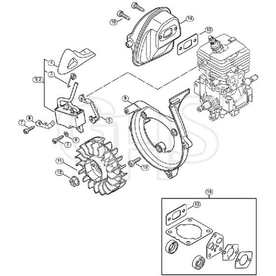 Genuine Stihl BR200 / C - Ignition system, Muffler