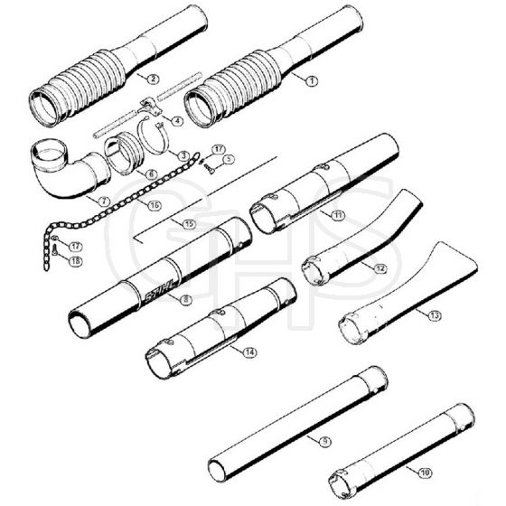 Genuine Stihl BR340 / H - Pleated hose, Blower tube