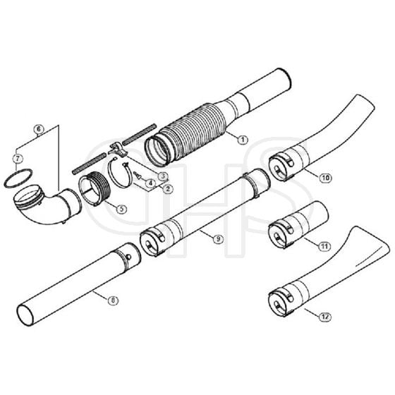 Genuine Stihl BR350 / J - Pleated hose, Blower tube