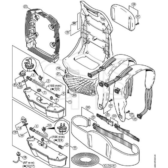 Genuine Stihl BR600 / K - Fuel tank, Backplate