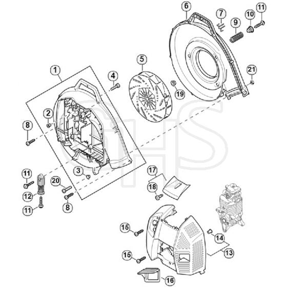 Genuine Stihl BR800 C-E / G - Fan housing, Shroud