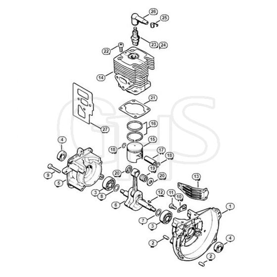 Genuine Stihl BT106 / A - Crankcase, Cylinder