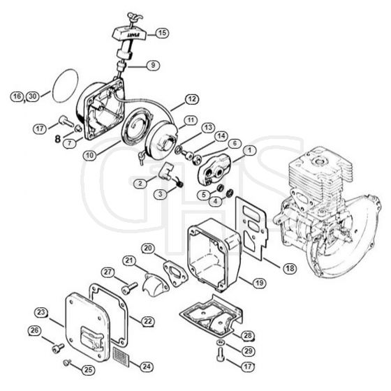 Genuine Stihl BT106 / B - Rewind starter, Muffler