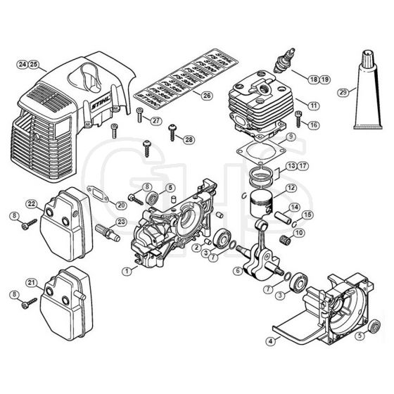 Genuine Stihl BT120 C / A - Crankcase, Cylinder