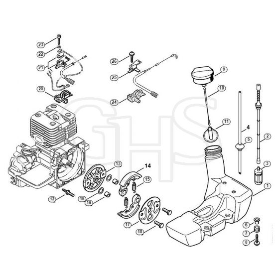 Genuine Stihl BT120 C / C - Fuel tank, Clutch