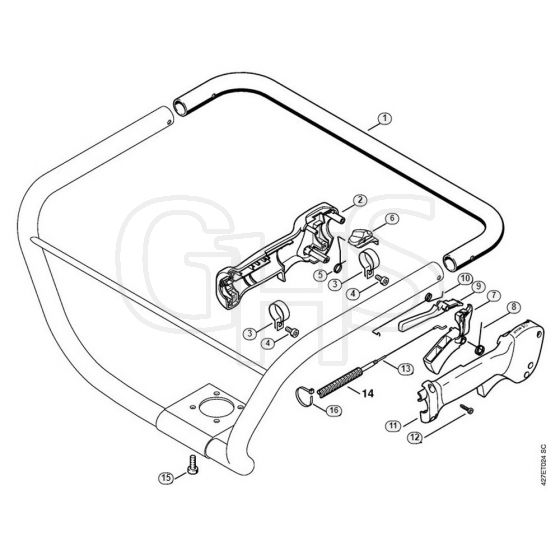 Genuine Stihl BT120 C / K - Handlebar, Control handle (09.2003)