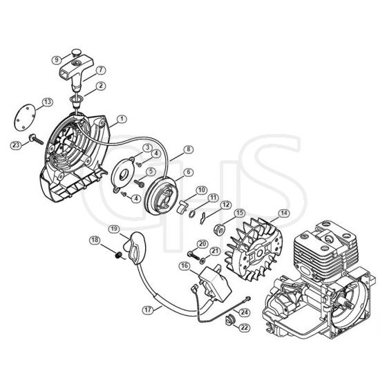 Genuine Stihl BT121 / B - Rewind starter, Ignition system