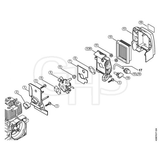 Genuine Stihl BT121 / D - Carburetor housing, Air filter