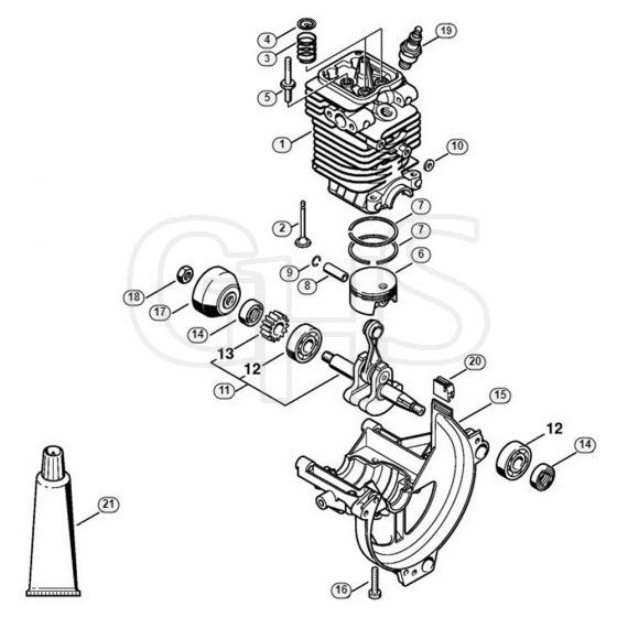 Genuine Stihl BT130 / A - Cylinder, Engine pan