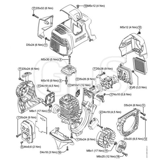 Genuine Stihl BT131 / O - Tightening torques