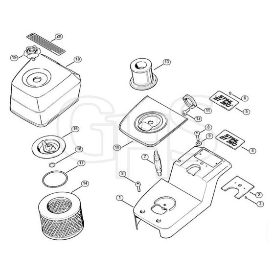 Genuine Stihl BT360 / J - Filter housing, Air filter