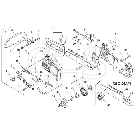 Clutch, Sprocket, Chain Brake (S/N 36001555)