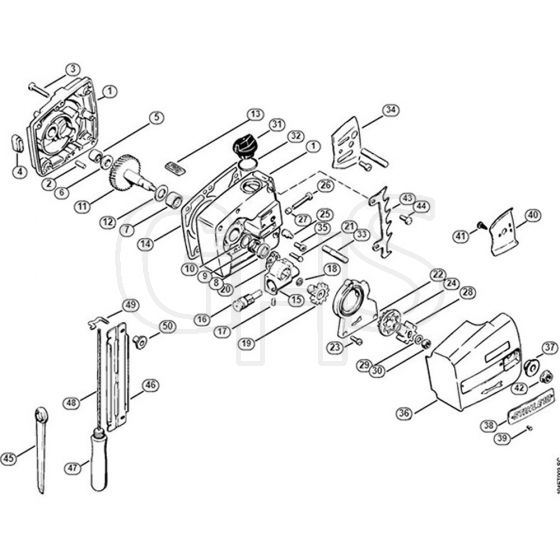 Genuine Stihl E10 / B - Gear housing, Oil pump, Chain sprocket cover