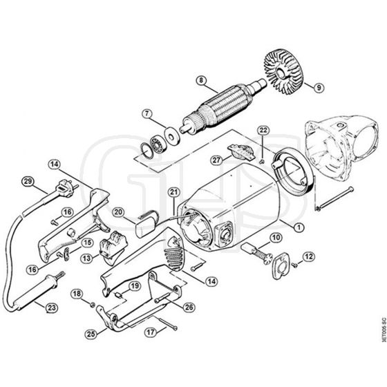 Genuine Stihl E15 / D - Housing, Handle, Connecting cable